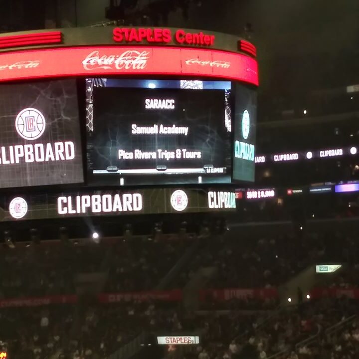Staples Center scoreboard during a game.